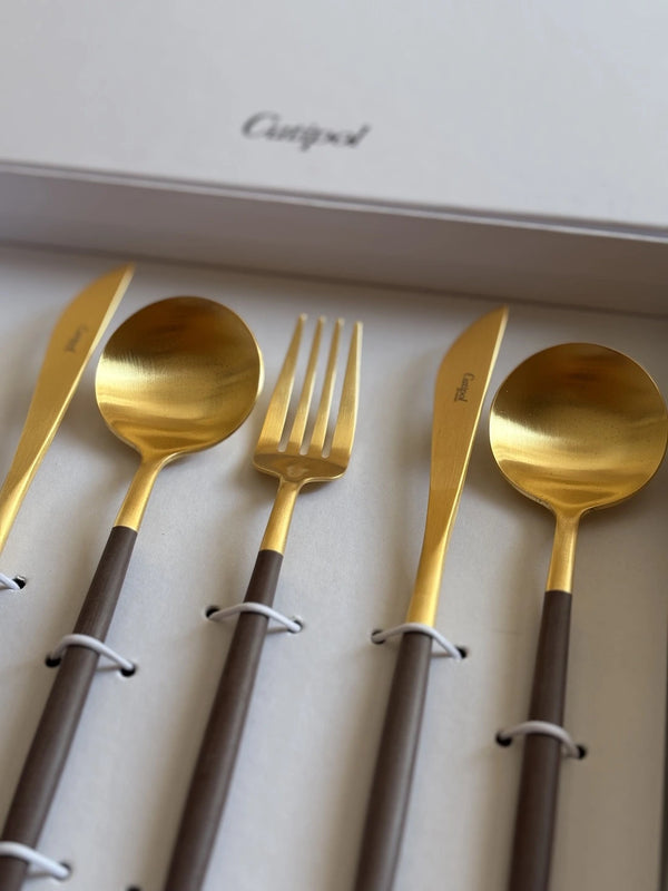 Goa Brown 6 pcs. Matte Brushed Gold Plated