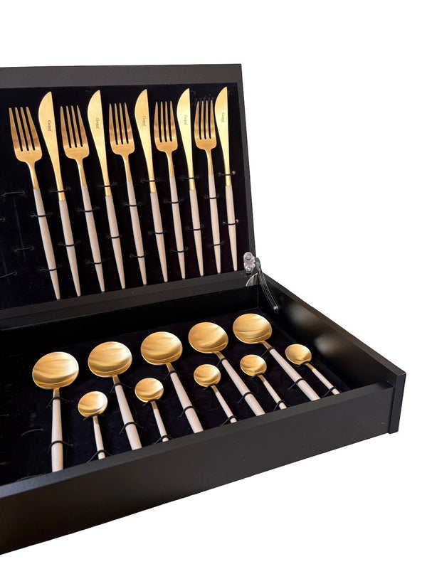 Cutipol Goa Ivory Gold 24 Pcs. Set + Wooden box