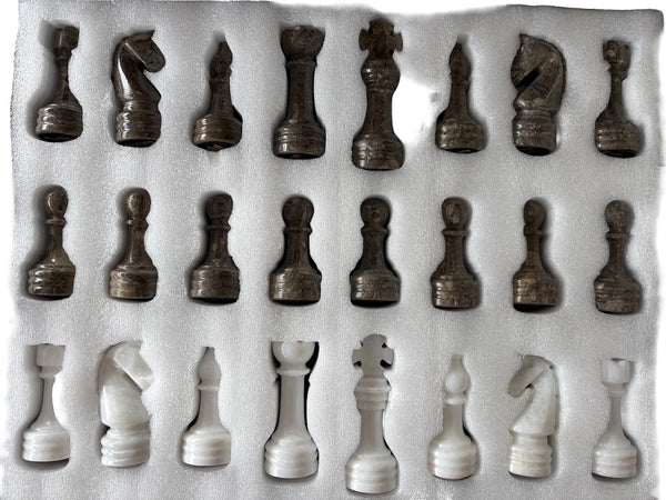 Grey and White Marble Chess Set