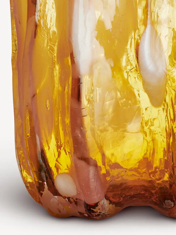 Crackle Vase Amber/Flamingo