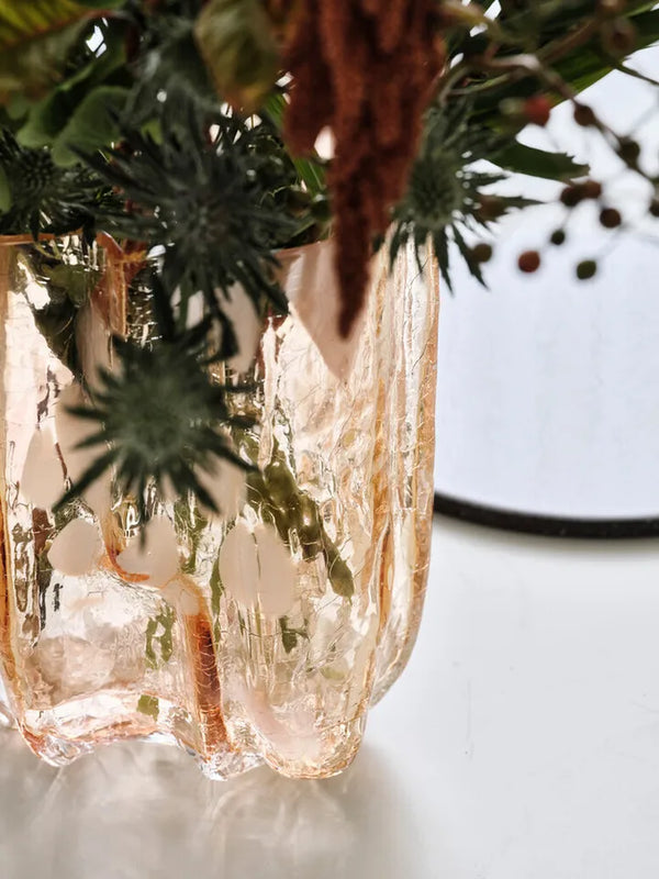 Crackle Vase Amber/Flamingo