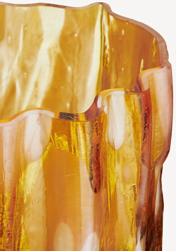 Crackle Vase Amber/Flamingo