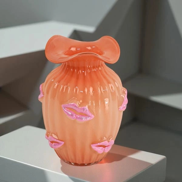 Glass Vase lips Orange