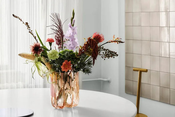 Crackle Vase Amber/Flamingo