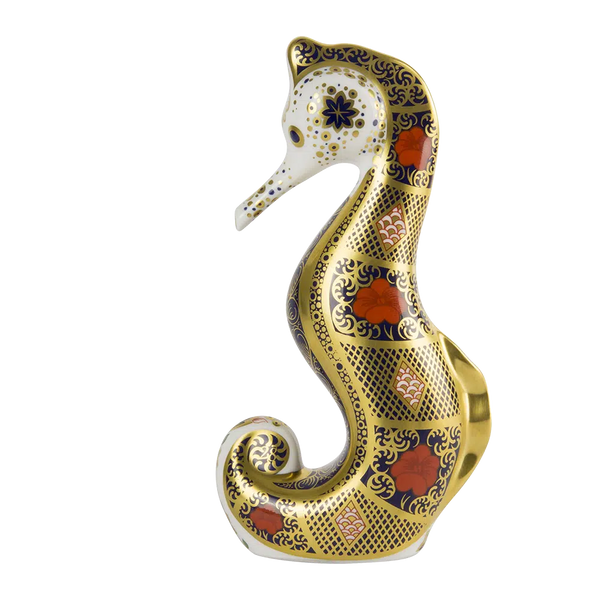 Old Imari Solid Gold Band Seahorse