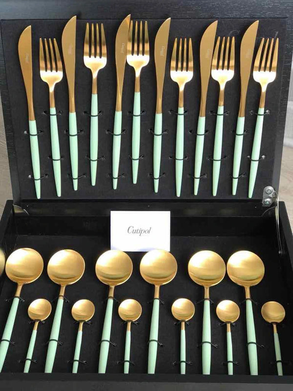 Goa Celadon Gold Plated 24 Pcs. Set + Wooden box