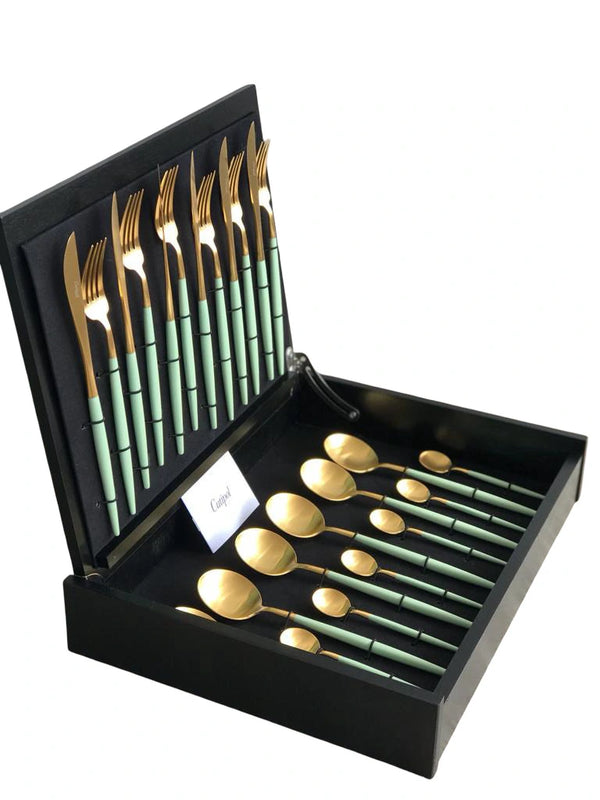 Goa Celadon Gold Plated 24 Pcs. Set + Wooden box