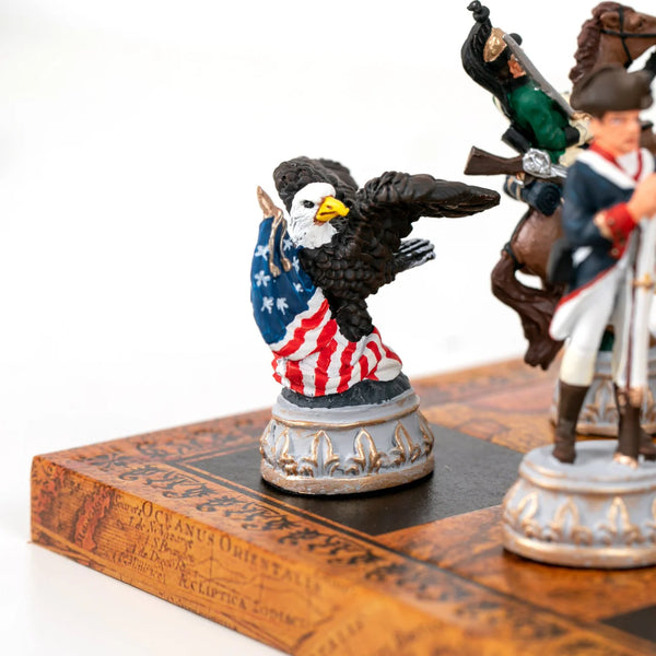 Hand Painted Pewter Chess Pieces + Leatherette Chess Board