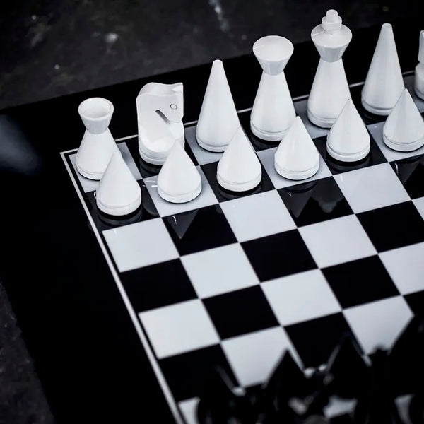 Modern Black and White Chess Set Medium