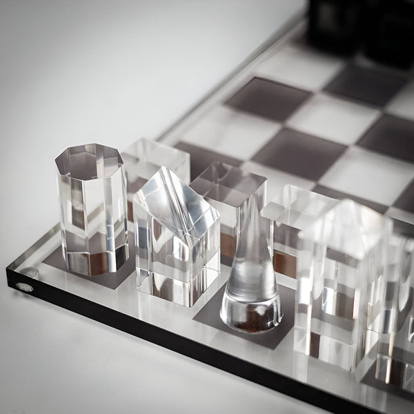 Plexiglass Chess Set Grey Translucent