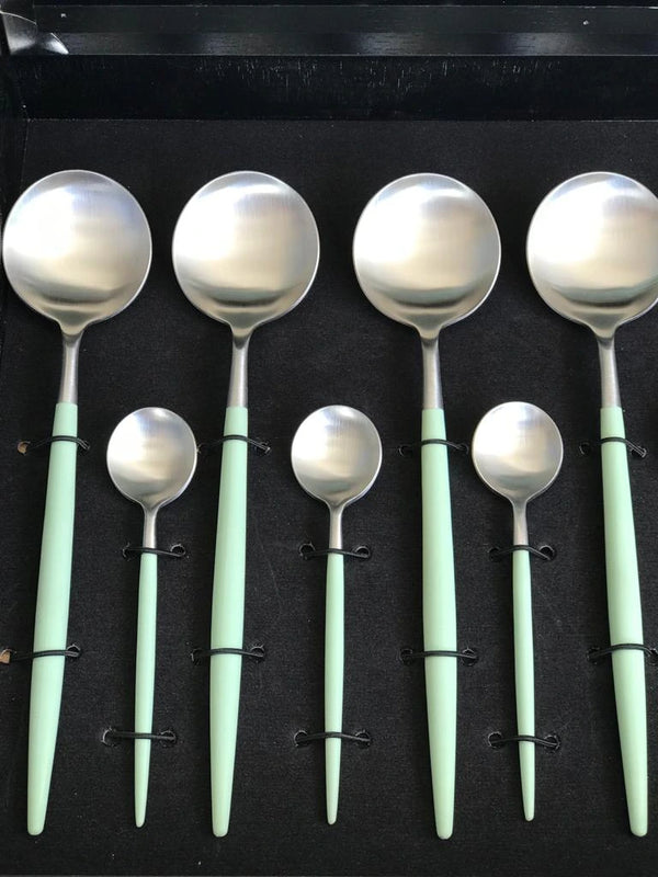 Goa Celadon Silver Plated 24 Pcs. Set + Wooden box