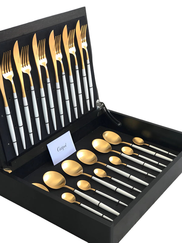 Goa White Gold Plated 24 Pcs.Set + Wooden box