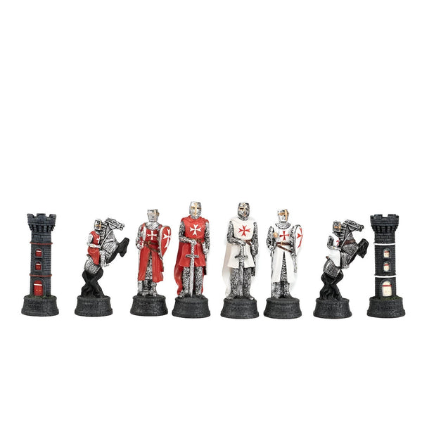 Templars Set + Leatherette Chessboard Box + Checker Set