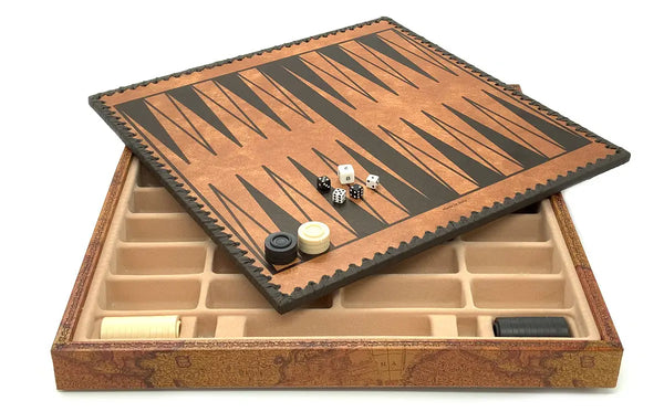 Leatherette Chessboard Ancient Map + Landsknecht Set