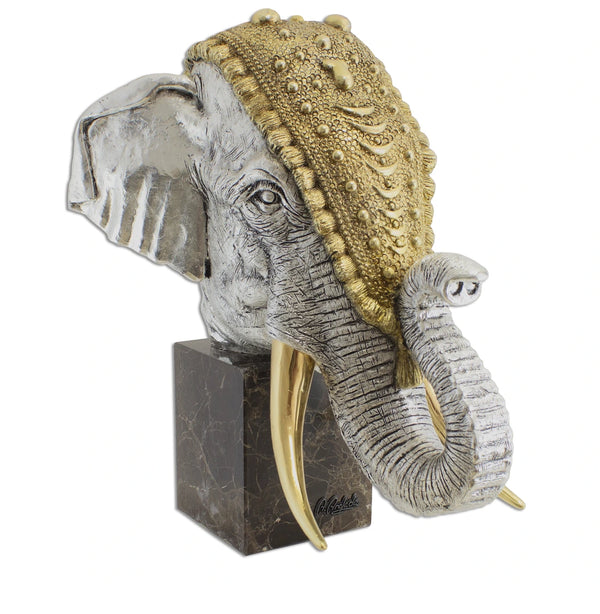 Silver Gold Elephant Bust