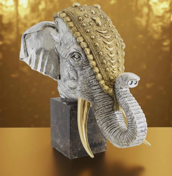 Silver Gold Elephant Bust