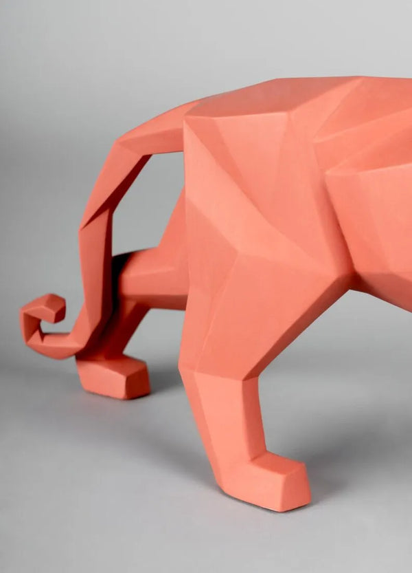 Panther Figurine. Coral matte