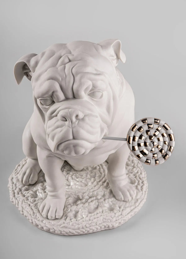 Bulldog with lollipop Sculpture. Re-Deco