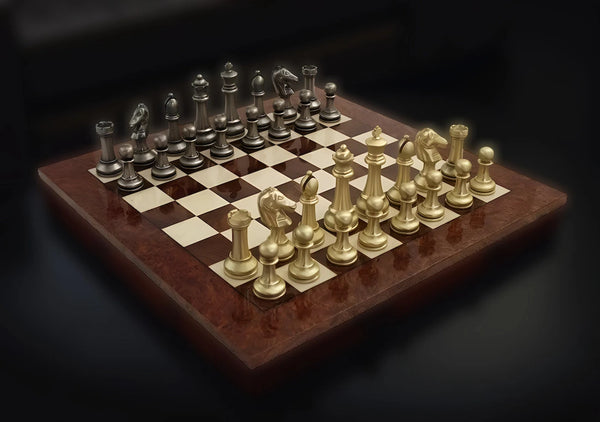 Staunton Superior Set + Elm Chessboard Glossy finish