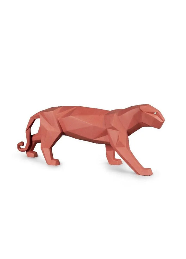 Panther Figurine. Coral matte