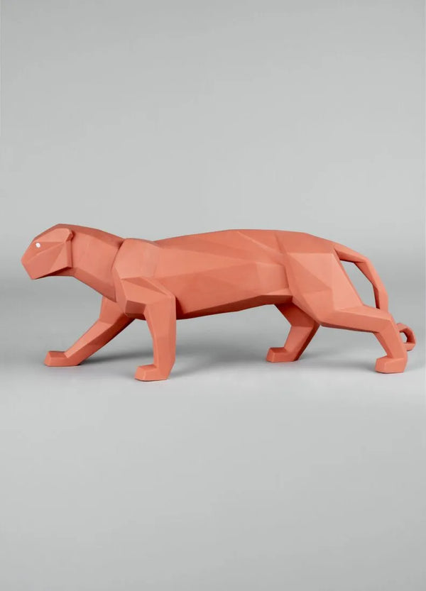 Panther Figurine. Coral matte