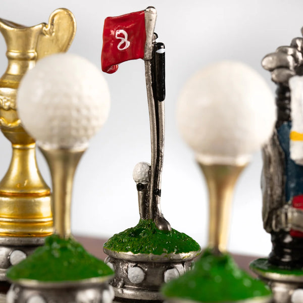 Hand Painted Pewter Chess Pieces + Leatherette Chess Board