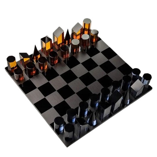 Plexiglass Chess Set Black Dark Orange Small