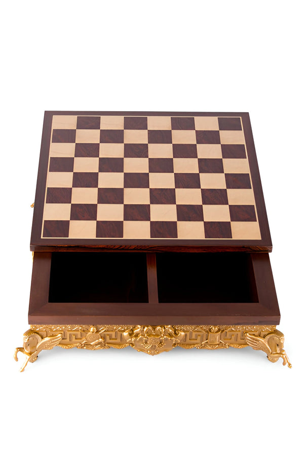 Roman Empire Style Wooden Metal Chessboard Box