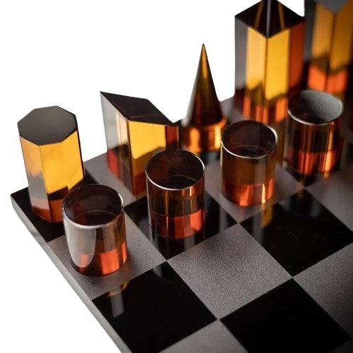 Plexiglass Chess Set Black Dark Orange Small