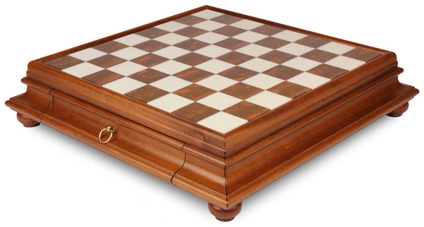 Fruit Wood Marble Chessboard with Drawer