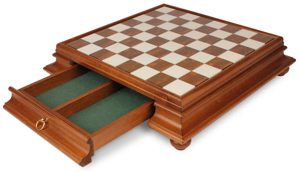 Fruit Wood Marble Chessboard with Drawer