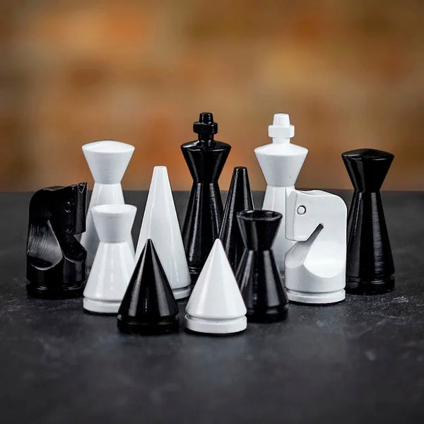 Modern Black and White Chess Set Medium