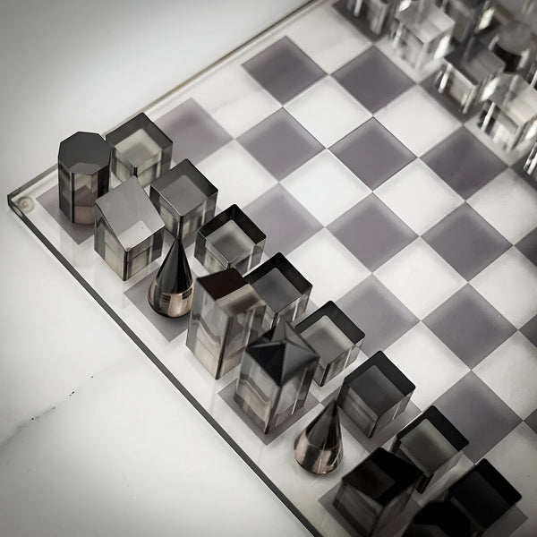 Plexiglass Chess Set Grey Translucent