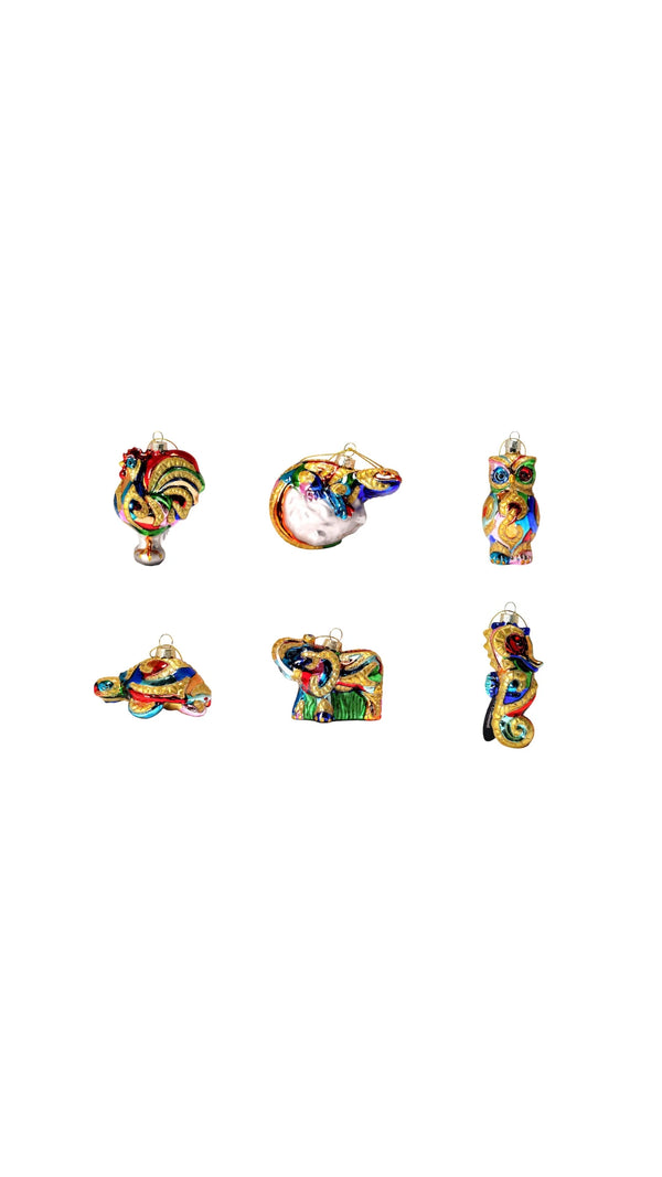 Set of 6 Christmas Mosaic Ornaments