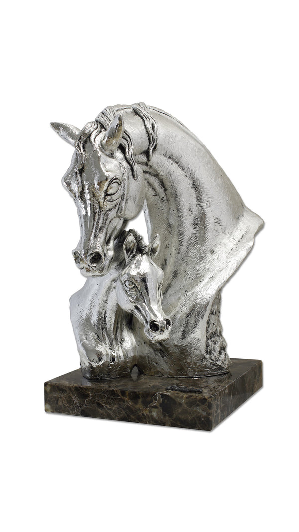 Silver Mare with Foal Bust