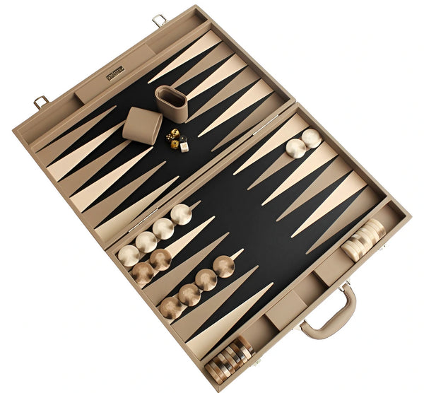 Folding Leatherette Backgammon Set
