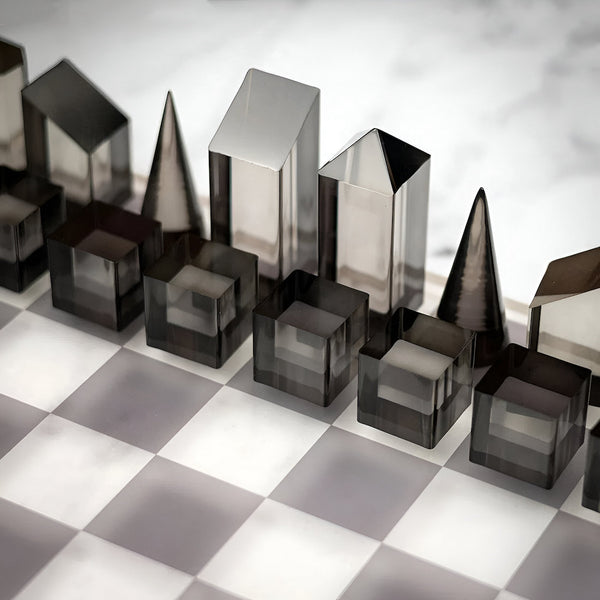 Plexiglass Chess Set Grey Translucent