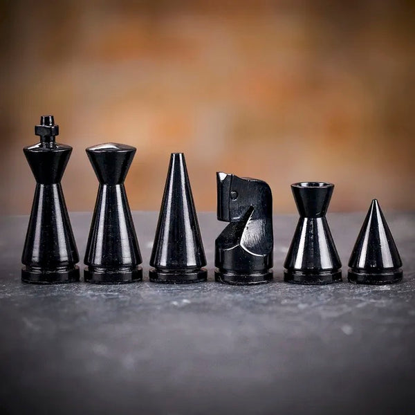Modern Black and White Chess Set Medium