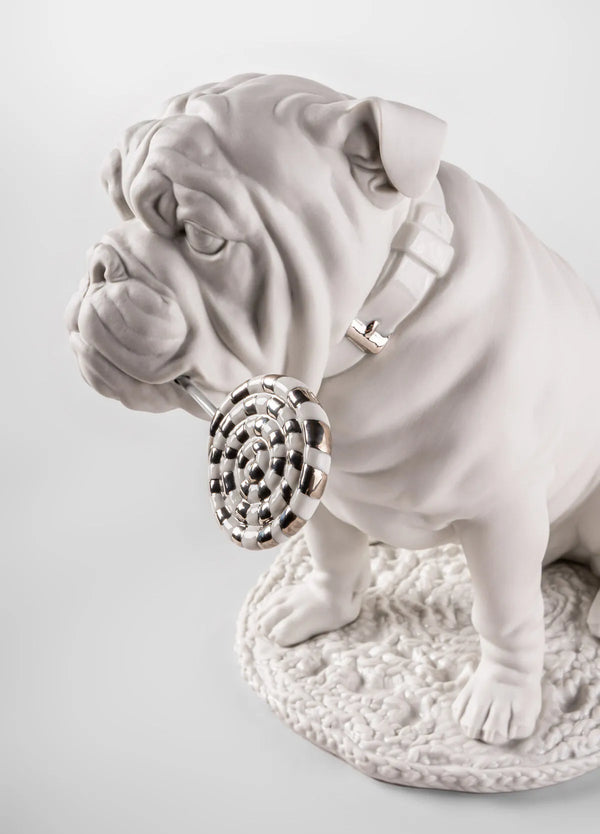 Bulldog with lollipop Sculpture. Re-Deco