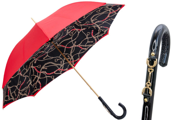 Red Umbrella with Bridles Print