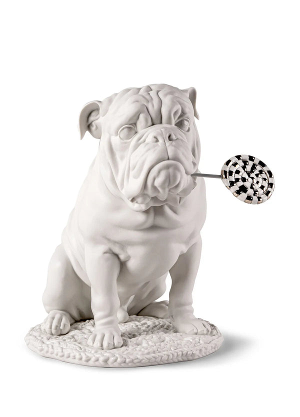 Bulldog with lollipop Sculpture. Re-Deco