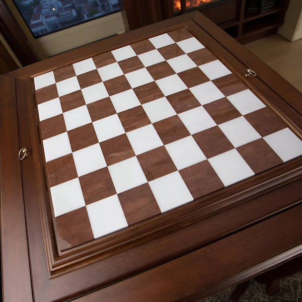 Italian Beech Wood Chess Table Marble Top