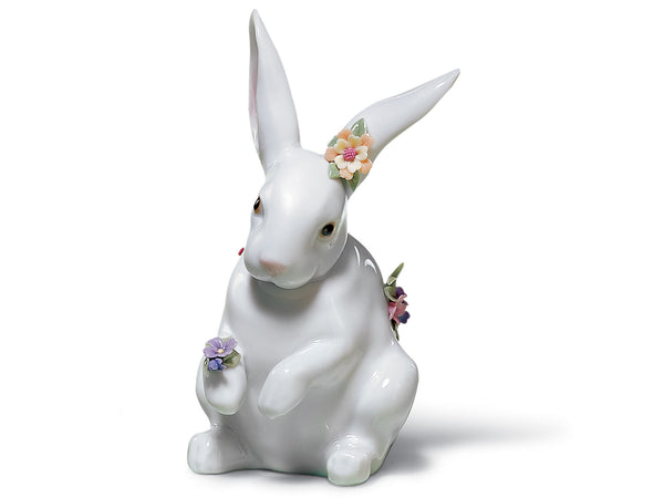 Sitting Bunny With Flowers