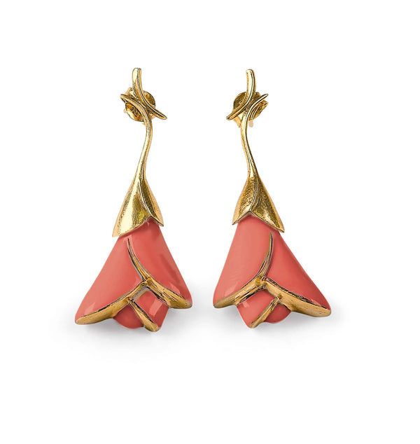 Heliconia Coral Earrings