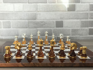 Italian Arabesque Metal Staunton Chess Set by Italfama