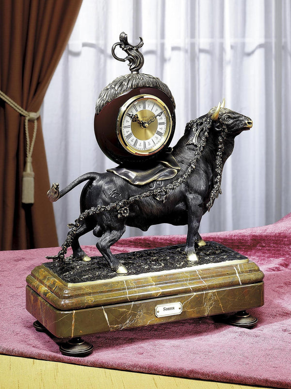 Bull Mantel Clock