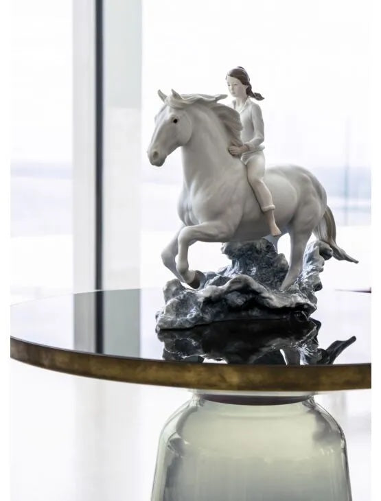 Riding Her Horse On The Seashore