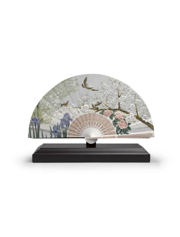 Iris and Cherry Flowers Fan Decorative Fan