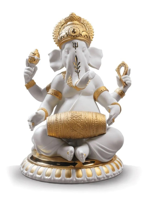 Mridangam Ganesha Golden Lustre