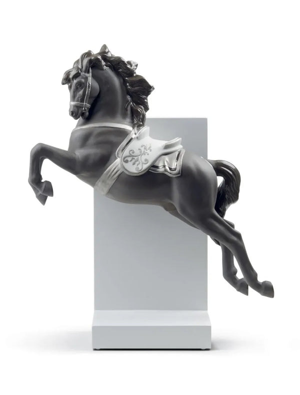 Horse on Pirouette Silver Lustre